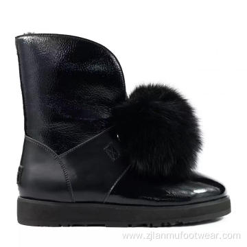 Waterproof real sheepskin snow boots